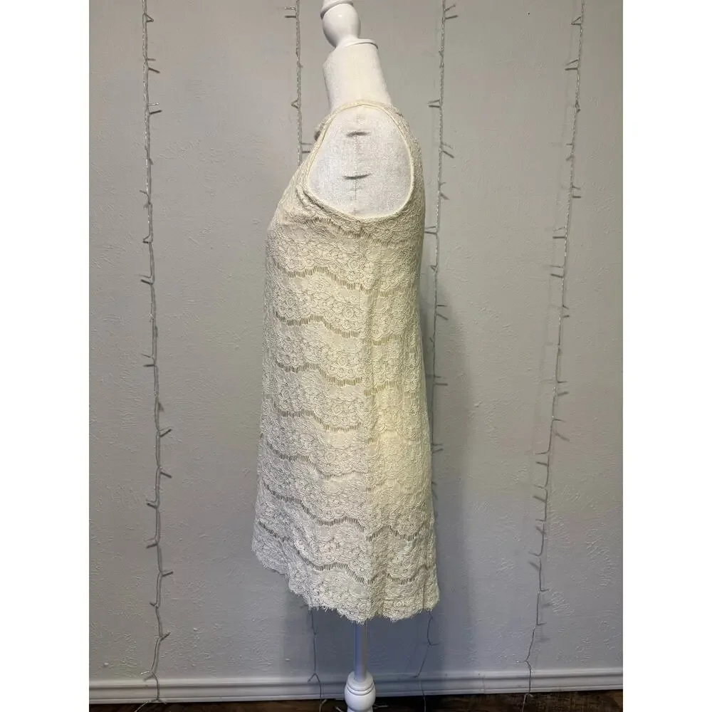 Art Class Girls Ivory Lace Shift Dress Size Large 10/12 Keyhole Back